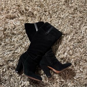 Vintage - Rare Joan & David Black Suede high Heeled Boots